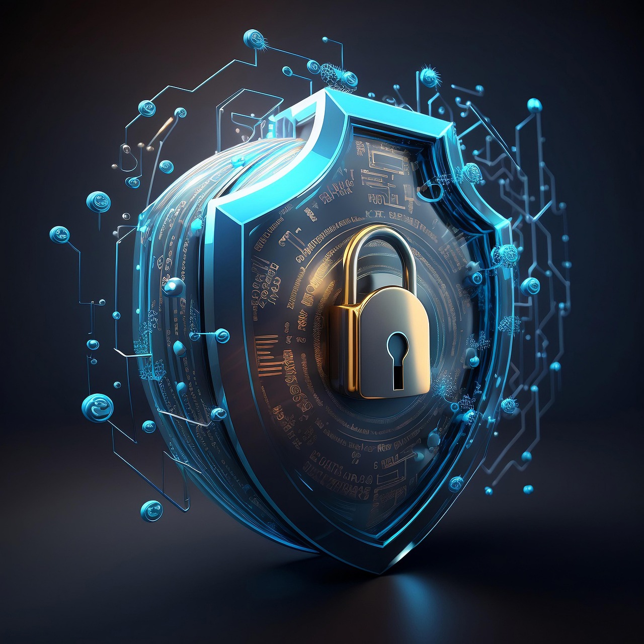 Escudo digital con candado representando seguridad AWS